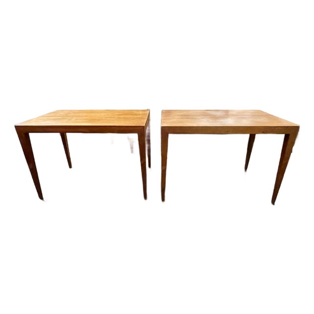 Pair of Dutch MCM Oak Side Tables For Sale