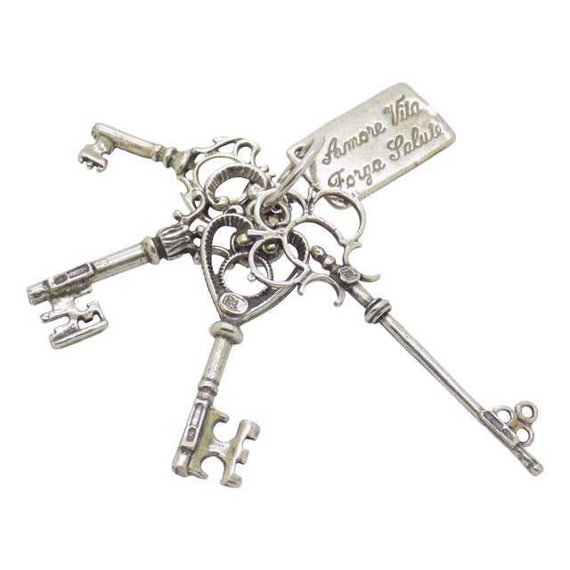 Vintage Italian Handmade Genuine Silver Bunch of Keys Figurine, 1980s For Sale