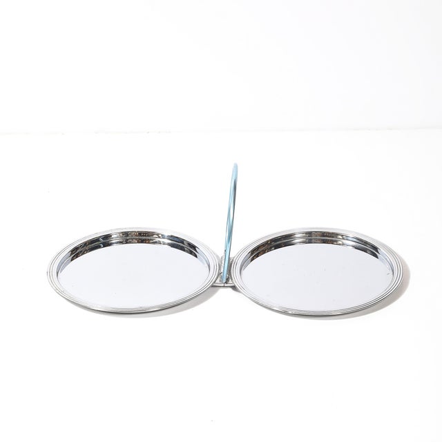 Art Deco Art Deco Chrome Folding Tray With Loop Form Handle Signed Manning Bowman For Sale - Image 3 of 9