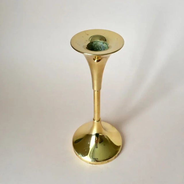 Mid-Century Modern Vintage Swedish Brass Candle Holder For Sale - Image 3 of 8