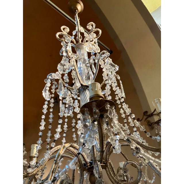Italian Cut Crystal and Glass Beads Cage Chandelier, 1800s For Sale - Image 5 of 12