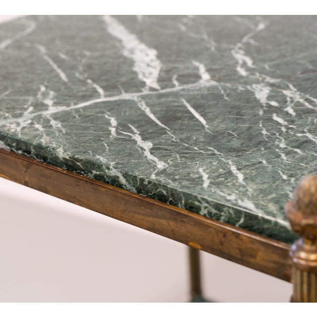 Antique Brass and Green Marble Etagere Side Tables, 1950, Set of 2 For Sale - Image 10 of 12