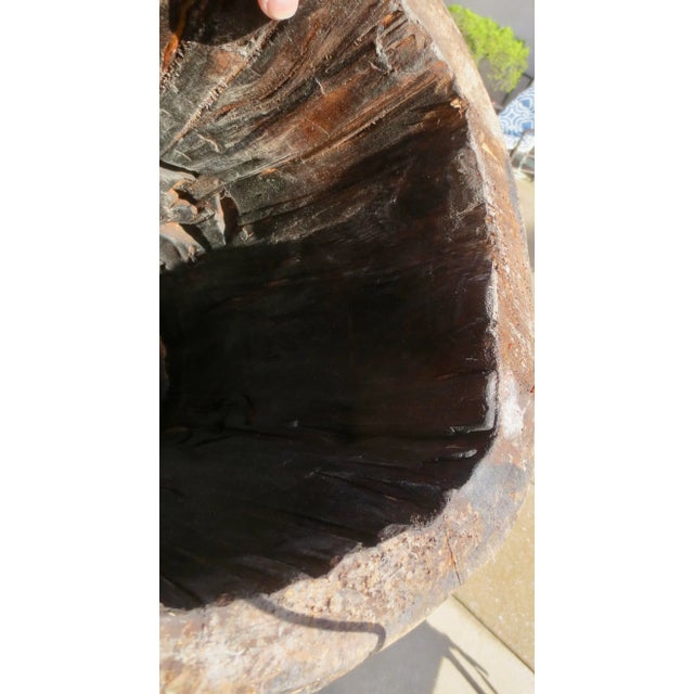 Wood Tibetan Handpainted Tree Trunk Stool For Sale - Image 7 of 9