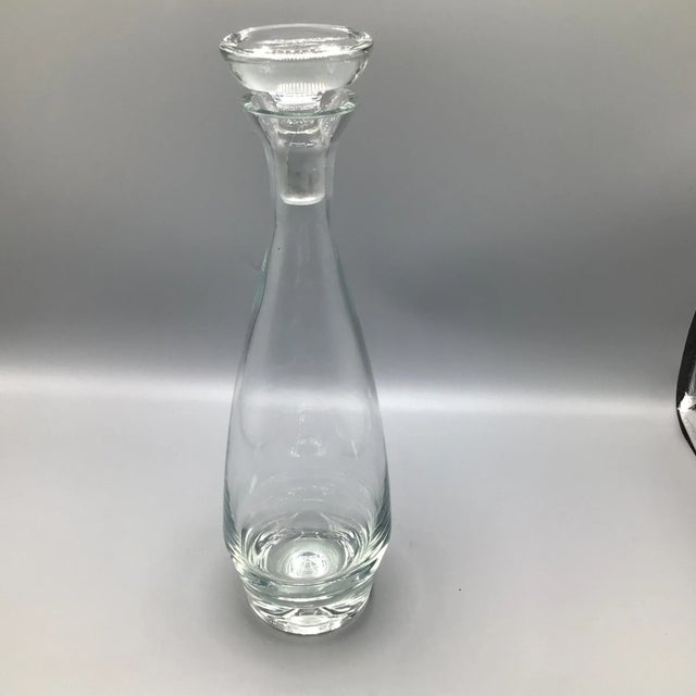 Hand Blown Bubble Bottom Ground Top Crystal Decanter With Stopper For Sale - Image 4 of 13