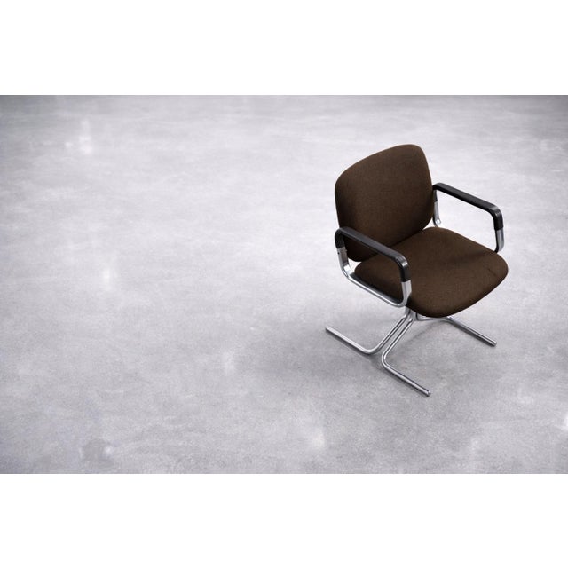 Mid-Century Modern German Modern Brown Fabric and Aluminum Chairs by Herbert Hirche for Mauser Werke Waldeck, 1970s, Set of 2 For Sale - Image 9 of 18