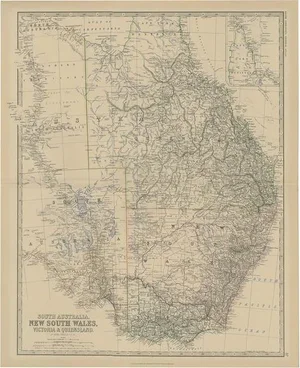 Map of Southern Australia with Inset Map of Cape York Peninsula, 1882