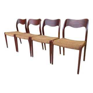 Mid-Century Logster Dining Room Chairs by Arne Hovmand Olsen for Mogens Kold, Set of 4 For Sale