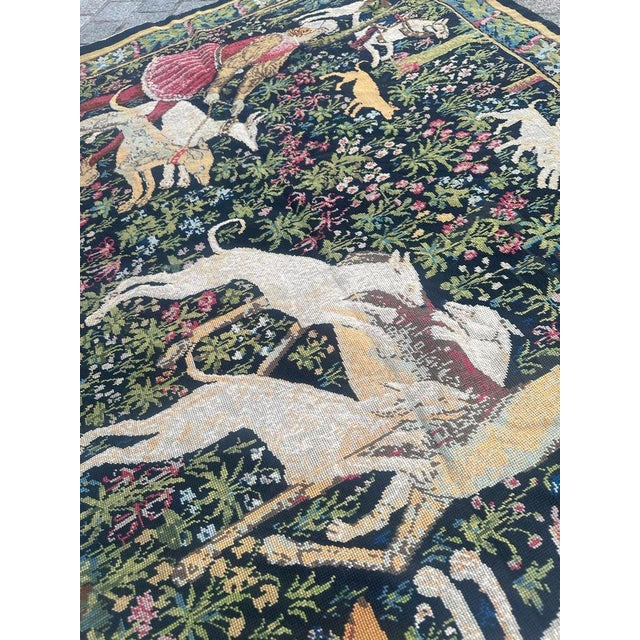 French Aubusson Style Needlepoint Tapestry with Medieval Design, 1970s For Sale - Image 18 of 18
