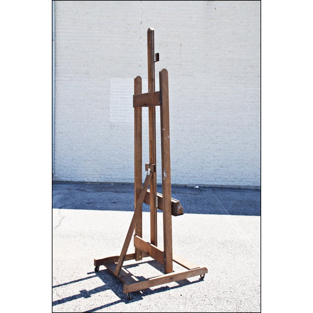 Vintage Primitive H Frame Rolling Artist Easel Chairish