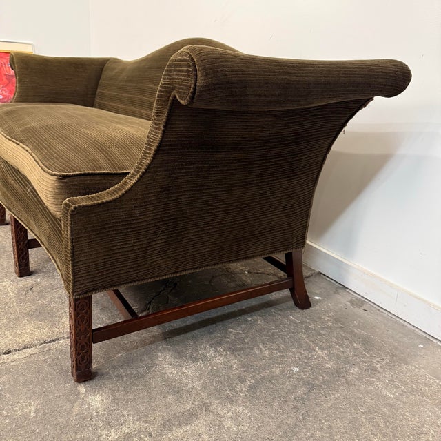 Antique English Chippendale Style Camelback Sofa For Sale In Cleveland - Image 6 of 10
