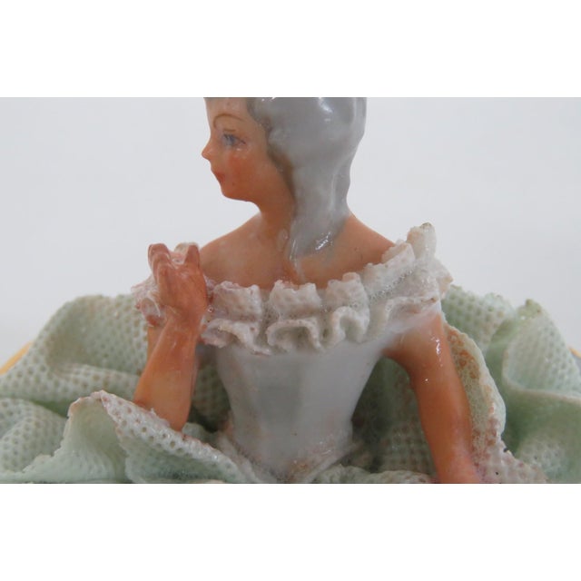 Sandizell Dresden Germany Miniature Lace Porcelain Seated Lady Figurine 5066b For Sale - Image 14 of 14