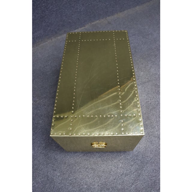 Wood Sarreid Brass Clad Campaign Style Two-Drawer Chest For Sale - Image 7 of 16