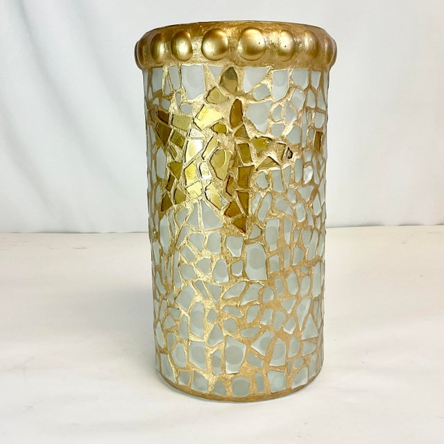 1980s Vintage Boho Chic Neiman Marcus Mexican Mosaic Glass Vase. For Sale - Image 6 of 7