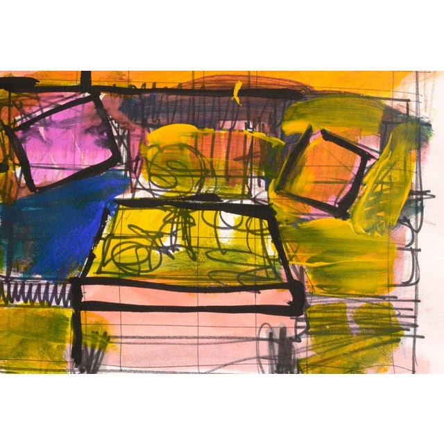 Orange Cubist Living Room Interior Scene in Orange, Green & Blue by Michael William Eggleston For Sale - Image 8 of 8