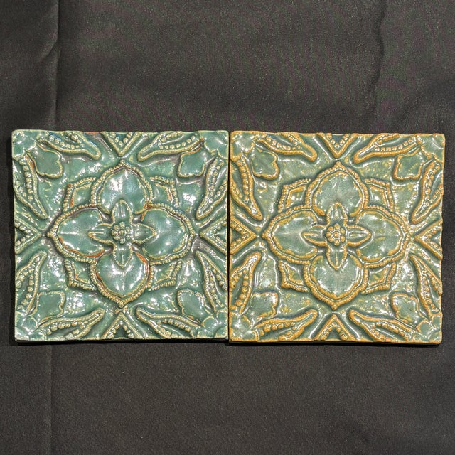 Carmella Emerald Glazed Decorative Ceramic Tile For Sale - Image 4 of 4