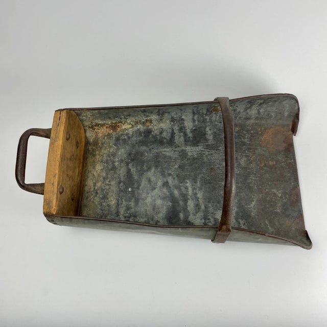 Farmhouse Antique Mid 19th Century Large Primitive Metal & Wood Two-Hand-Held Scooper For Sale - Image 3 of 12