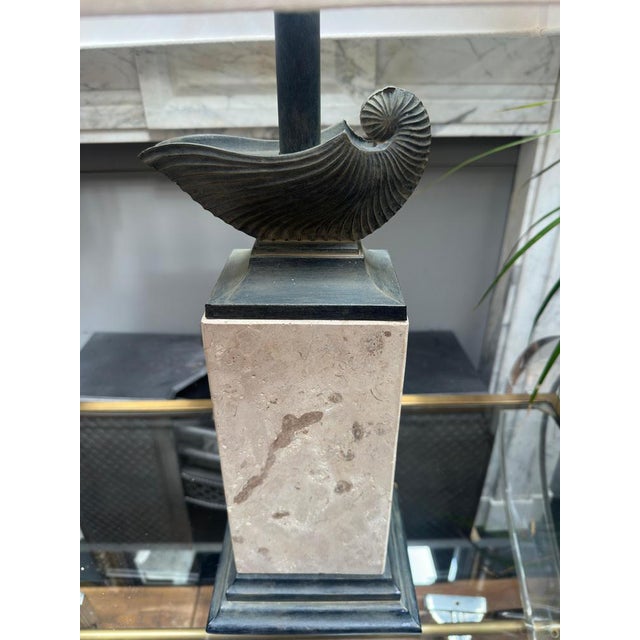 Tall Travertine and Bronze Table Lamp, 1970s For Sale - Image 3 of 12