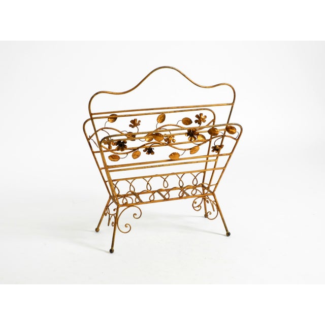 Mid-Century Modern Mid-Century Modern Newspaper and Magazine Rack with Gilded Metal Frame, 1950s For Sale - Image 3 of 18