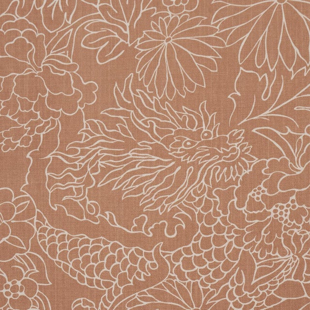 Traditional Schumacher Chiang Mai Dragon Silhouette Fabric In Mediterranean Spice For Sale - Image 3 of 5