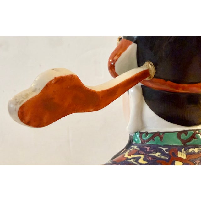 Lu Xing Chinese Polychrome Glazed Porcelain Statue For Sale - Image 12 of 15
