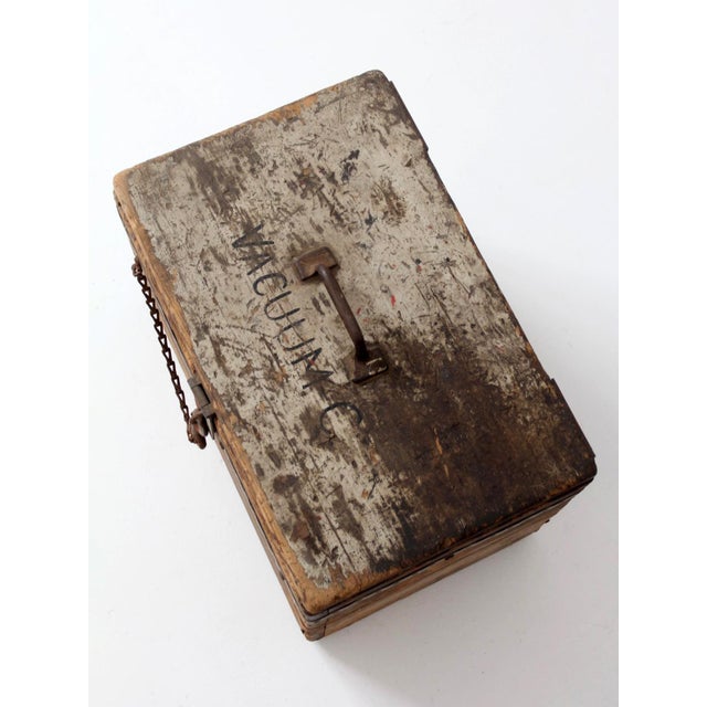 Antique Primitive Industrial Wood Storage Box For Sale - Image 6 of 16