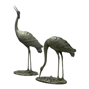 Pair of Monumental Bronze Herons by T. Campaiola ~ Italy ~ Lost Wax Method *Extremely Rare