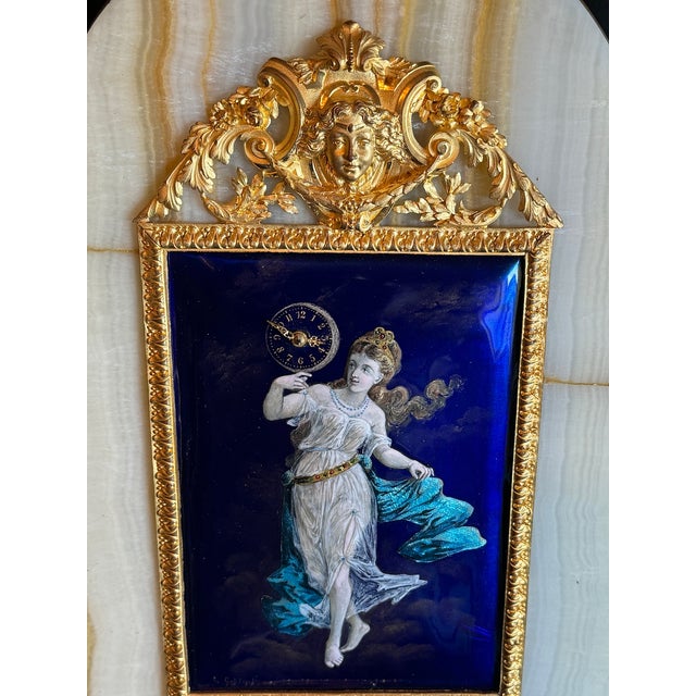1860s Coblentz Louis XVI Blue Alabaster Enamel Table Clock 1pc For Sale - Image 15 of 17