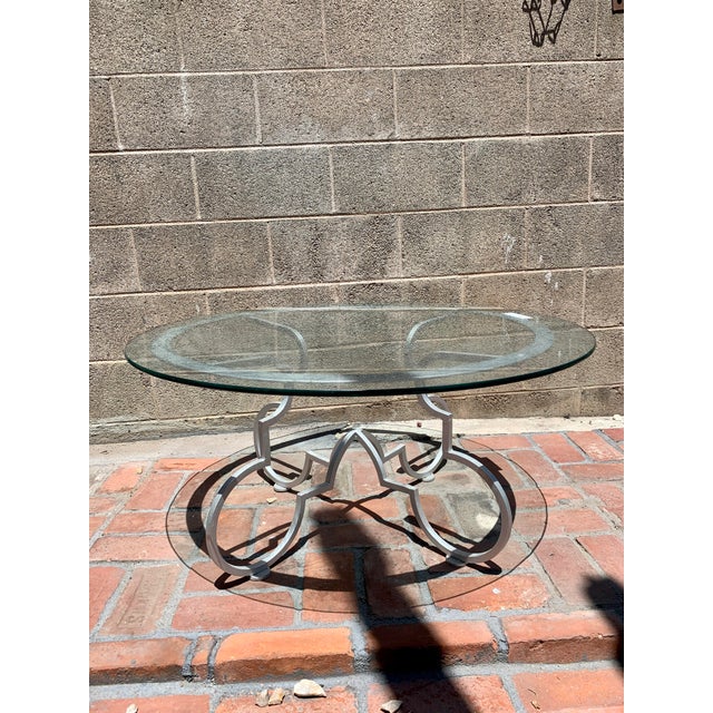 Glass Top Coffee Table Attributed to Gilbert Poillerat/Maison Ramsay For Sale - Image 9 of 9