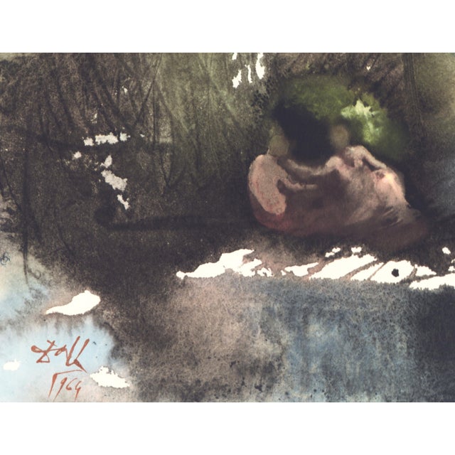 Salvador Dalí 1967 Salvador Dalí Biblia Sacra Lithograph "Vir Et Mulier in Paradiso Voluptatis" (Man and Woman in Paradise) For Sale - Image 4 of 11