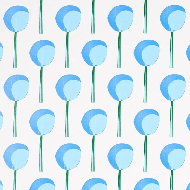 Schumacher Schumacher X Peg Norriss Topiary Wallpaper in Bluebell - 10 Yards For Sale - Image 4 of 4
