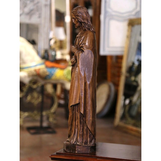 Wood 18th Century French Carved Walnut Religious Statue of Jesus Christ For Sale - Image 7 of 9