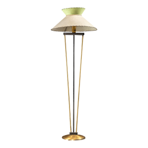 Mid-Century Standing Lamp With Milk Glass Shade
