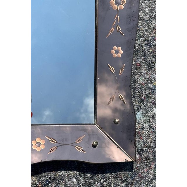 Art Deco Rose Glass Bevelled Venetian Flower Petal Mirror, 1930s For Sale - Image 16 of 18