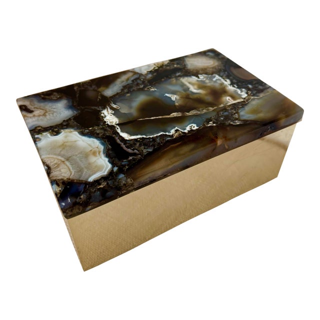 Geode & Brass Box For Sale