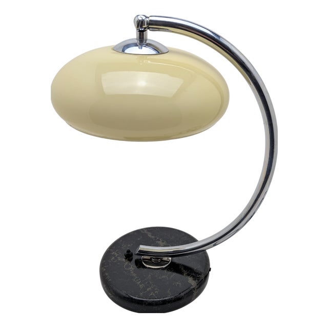 German Art Deco Bauhaus Table Lamp with Glass Shade and Marble Base, 1920s For Sale