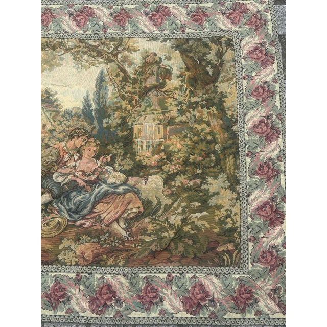Elevate your space with a charming French tapestry featuring a gallant village scene. Woven with precision on Jacquard...
