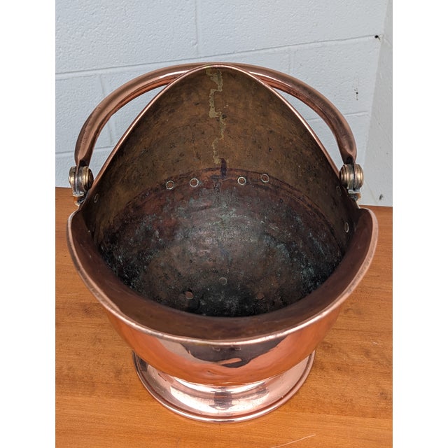 Late 19th Century Fabulous Antique 19th Century Copper Brass Coal Bucket Helmet Scuttle W/ Helmet For Sale - Image 5 of 12