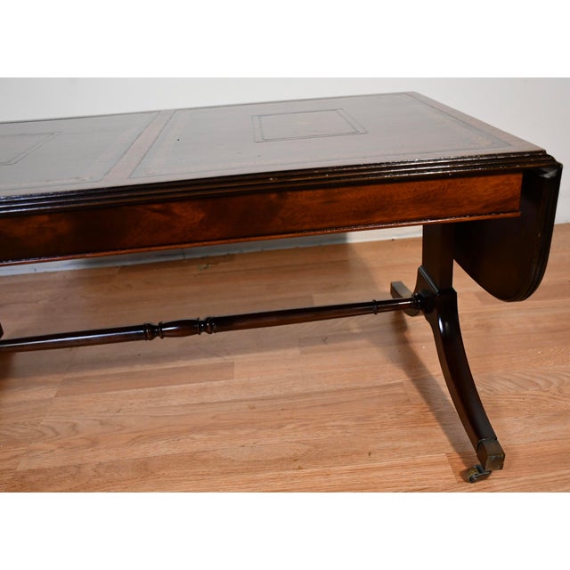 1930 Heritage Henredon English Regency Mahogany & Leather Top Coffee Table For Sale - Image 11 of 17