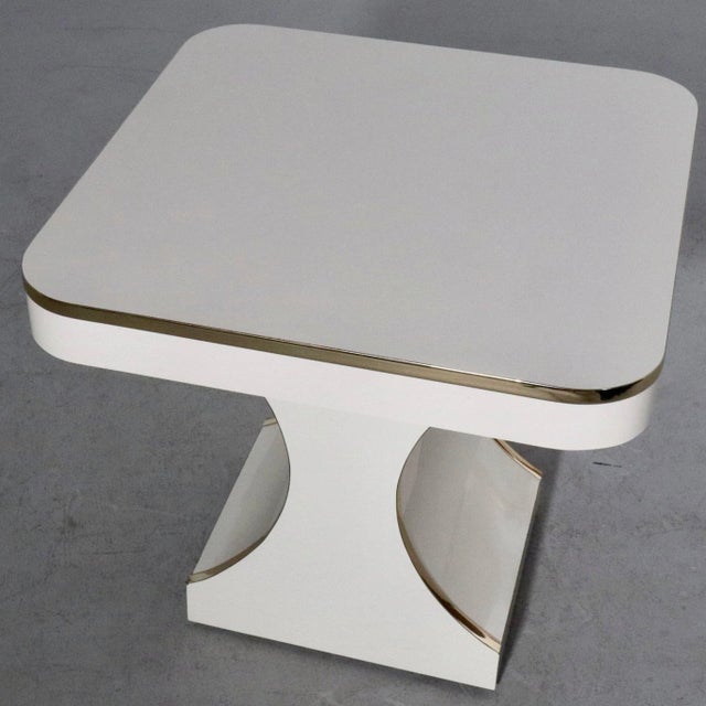 Sculptural Laminate and Brass Side Tables After Karl Springer - a Pair For Sale In Tampa - Image 6 of 12