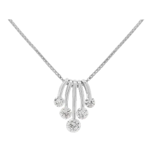 1 Carat Round Cut Diamond 5 Stone Platinum Dancing Pendant Necklace