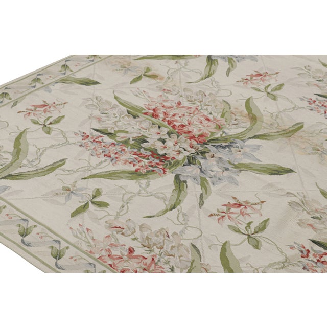 Rug & Kilim’s Tudor Style Rug in White and Cream With Floral Patterns For Sale In New York - Image 6 of 7