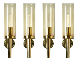 Brass and Glass Wall Light by Hans Agne Jakobsson, 1960s
