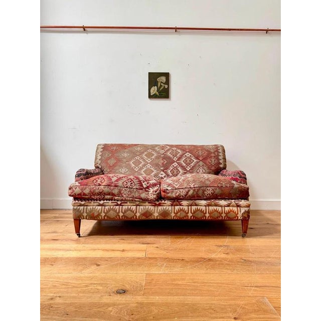 Antique Kilim Covered Two-Seater Sofa For Sale - Image 3 of 9