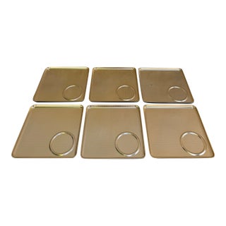 Kaymet 760/G Gold Embossed Square Trays Coaster Divot 60's Made in England For Sale
