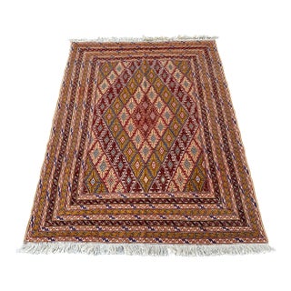 High Quality Gold Mushwani Hand-Woven Kilim Rug - 6'2" X 4'9" For Sale