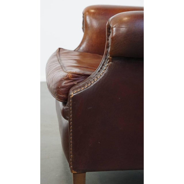 Vintage Sheep Leather Wing Chair For Sale - Image 16 of 17