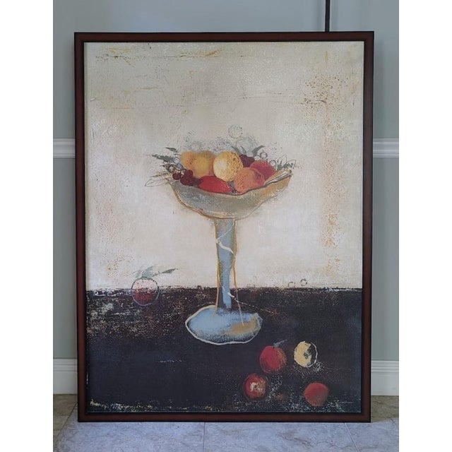 This stunning fruit painting is substantial in size. It has a sandy texture and beautiful warm tones with color splashes...