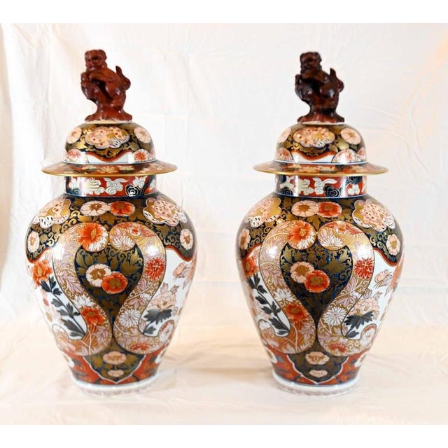 Japanese Meiji Imari Porcelain Lidded Vases, 1860, Set of 2 For Sale - Image 11 of 11