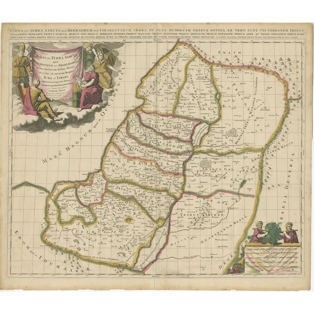 Antique Map of the Holy Land with the Location of the Various Tribes For Sale