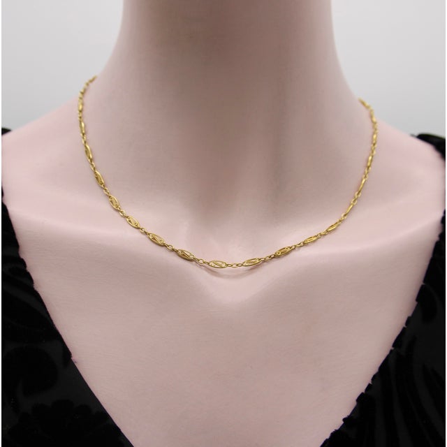1980s Vintage 18k Gold 18” Fancy Link Chain For Sale - Image 5 of 8